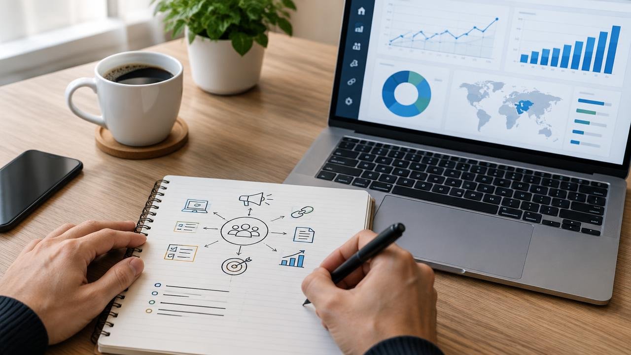 Person learning affiliate marketing on a laptop